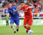 20 July 2011; Krisztian Adorjan, Liverpool FC, in action against Seamus Long, Waterford United. Soccer Friendly, Waterford United v Liverpool FC, RSC, Waterford. Picture credit: Matt Browne / SPORTSFILE