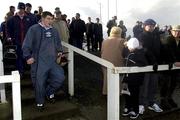 9 February 2002; Peter Smyth of St Mary's College makes his way onto the field before the the AIB All-Ireland League match between Garryowen and St Mary's College at Dooradoyle in Limerick. Photo by Brendan Moran/Sportsfile