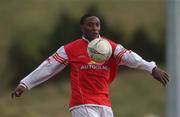 3 March 2002; Mbabazi Livingstone of St Patrick's Athletic during the eircom League Premier Division match between St Patrick's Athletic and Monaghan United at Richmond Park in Dublin. Photo by David Maher/Sportsfile