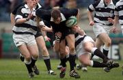 4 March 2002; Conor Phelan of Cistercian College Roscrea is tackled by David O'Brien of Belvedere College during the Leinster Schools Senior Cup Semi-Final match between Belvedere College and Cistercian College Roscrea at Lansdowne Road in Dublin. Photo by Damien Eagers/Sportsfile