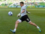 7 June 2013; Keiren Westwood of Republic of Ireland warms-up prior to the 2014 FIFA World Cup Qualifier Group C match between Republic of Ireland and Faroe Islands at the Aviva Stadium in Dublin. Photo by Brian Lawless/Sportsfile