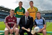 13 June 2013; The GAA's Coiste na Gaeilge today confirmed that some of the association's top hurlers and footballers have agreed to participate in a campaign to raise awareness of the close ties between the GAA and the language and to try to encourage more people to speak whatever 'Gaeilge' they have. In attendance at the GAA Coiste na Gaeilge Irish Language Promotion are, from left, Galway hurler Joe Canning, Kerry footballer Marc Ó Sé, Uachtarán Chumann Lúthchleas Gael Liam Ó Néill, Donegal footballer Neil McGee, and Dublin dual player Ciarán Kilkenny. Croke Park. Photo by Barry Cregg/Sportsfile