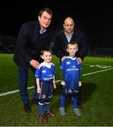 17 February 2017; Leinster matchday mascot Ross Myers, age 4, from Delgany, Co. Wicklow, with Leinster's Rhys Ruddock and Richardt Strauss ahead of the Guinness PRO12 Round 15 match between Leinster and Edinburgh at the RDS Arena in Ballsbridge, Dublin. Photo by Stephen McCarthy/Sportsfile