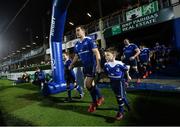 17 February 2017; Leinster captain luke McGrath with matchday mascots Jessica O'Donoghue, age 8, from Rathmines, Dublin, and Ross Myers, age 4, from Delgany, Co. Wicklow, ahead of the Guinness PRO12 Round 15 ma ahead of the Guinness PRO12 Round 15 match between Leinster and Edinburgh at the RDS Arena in Ballsbridge, Dublin. Photo by Ramsey Cardy/Sportsfile