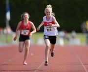 23 July 2011; Laura Ann Costello, Galway City Harriers A.C., Co. Galway, comes to the line to win the U-15 Girl's 200m Final during the Woodie's DIY Juvenile Track and Field Championships of Ireland, Tullamore Harriers, Tullamore, Co. Offaly. Picture credit: Barry Cregg / SPORTSFILE