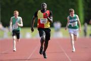 23 July 2011; Epey Clincy Muntanga, Tallaght A.C., Co. Dublin, comes to the line to win the U-15 Boy's 200m Final during the Woodie's DIY Juvenile Track and Field Championships of Ireland, Tullamore Harriers, Tullamore, Co. Offaly. Picture credit: Barry Cregg / SPORTSFILE
