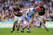 24 July 2011; Eoin Kelly, Waterford, in action against Shane Kavanagh, left, and Fergal Moore, Galway. GAA Hurling All-Ireland Senior Championship Quarter Final, Waterford v Galway, Semple Stadium, Thurles, Co. Tipperary. Picture credit: Ray McManus / SPORTSFILE