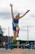 23 July 2011; Dara McDonnell, Estuary A.C., Co. Kerry in action in the U-18 Girl's Long Jump during the Woodie's DIY Juvenile Track and Field Championships of Ireland, Tullamore Harriers, Tullamore, Co. Offaly. Picture credit: Barry Cregg / SPORTSFILE