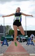 23 July 2011; Karen Blaney, Navan A.C., Co. Meath, in action in the U-18 Girl's Long Jump during the Woodie's DIY Juvenile Track and Field Championships of Ireland, Tullamore Harriers, Tullamore, Co. Offaly. Picture credit: Barry Cregg / SPORTSFILE