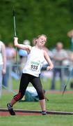 23 July 2011; Kelly McMunn, Tireragh A.C., Co. Sligo, in action in the U-15 Girl's Javelin during the Woodie's DIY Juvenile Track and Field Championships of Ireland, Tullamore Harriers, Tullamore, Co. Offaly. Picture credit: Barry Cregg / SPORTSFILE
