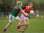 19 February 2017; Caroline O'Hanlon of Armagh in action against Fiona Doherty of Mayo during the Lidl Ladies Football National League round 3 match between Armagh and Mayo at Clonmore in Armagh. Photo by Oliver McVeigh/Sportsfile