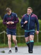 21 February 2017; Garry Ringrose, left, and Tadhg Furlong of Ireland arrive prior to squad training at Carton House in Maynooth, Co Kildare. Photo by Seb Daly/Sportsfile