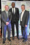 29 July 2011; Glasgow Celtic manager Neil Lennon, Patrick Vieira of Manchester City and Airtricity League manager Damien Richardson in attendance at the Dublin Super Cup Launch Party. Cafe en Seine, Dawson St, Dublin. Picture credit: Brendan Moran / SPORTSFILE