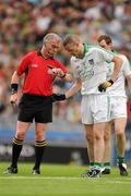31 July 2011; Limerick corner back Tommy Stack checks the time remaining with referee Pat McEnaney.  GAA Football All-Ireland Senior Championship Quarter-Final, Kerry v Limerick, Croke Park, Dublin. Picture credit: Ray McManus / SPORTSFILE