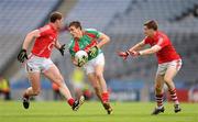 31 July 2011; Jason Doherty, Mayo, in action against Fintan Goold, left, and Eoin Cotter, Cork. GAA Football All-Ireland Senior Championship Quarter-Final, Mayo v Cork, Croke Park, Dublin. Picture credit: Ray McManus / SPORTSFILE