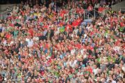 31 July 2011; Supportsrs of both teams watch the game from the Hogan Stand. GAA Football All-Ireland Senior Championship Quarter-Final, Mayo v Cork, Croke Park, Dublin. Picture credit: Ray McManus / SPORTSFILE