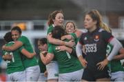 26 February 2017;  Ireland players including Sophie Spence, Marie Louise Reilly and Lindsay Peat celebrate following the RBS Women's Six Nations Rugby Championship match between Ireland and France at Donnybrook Stadium in Donnybrook, Dublin. Photo by Sam Barnes/Sportsfile