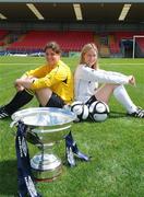 1 August 2011; St Catherine’s LFC captain Niamh Connolly, left, and Wilton United captain Sinead Forde ahead of the FAI Umbro Women’s Senior Cup Final, Turners Cross, Cork. Picture credit: John Sheehan / SPORTSFILE