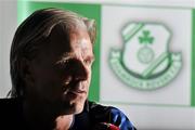 1 August 2011; FC Copenhagen head coach Roland Nilsson during a press conference ahead of their UEFA Champions League Third Qualifying Round - 2nd Leg against  Shamrock Rovers on Tuesday. FC Copenhagen Squad Training and Press Conference, Tallaght Stadium, Tallaght, Co. Dublin. Picture credit: David Maher / SPORTSFILE