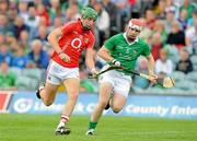 3 August 2011; Aidan Walsh, Cork, in action against Cathal McNamara, Limerick. Bord Gais Energy Munster GAA Hurling Under 21 Championship Final, Limerick v Cork, Gaelic Grounds, Limerick. Picture credit: Diarmuid Greene / SPORTSFILE