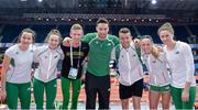 2 March 2017; Irish athletes, from left, Phil Healy, Ciara Neville, Zak Curran, Brian Gregan, Tomas Cotter, Kerry O'Flaherty and Sinead Denny pictured ahead of the European Indoor Athletics Championships at the Kombank Arena in Belgrade, Serbia. Photo by Sam Barnes/Sportsfile