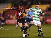 3 March 2017; Robert Cornwall of Bohemians in action against Ronan Finn of Shamrock Rovers during the SSE Airtricity League Premier Division match between Shamrock Rovers and Bohemians at Tallaght Stadium in Dublin. Photo by Seb Daly/Sportsfile