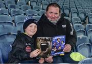 4 March 2017; Leinster supporters Finn Majury, age 9, and Ray Murphy, from Naas, Co. Kildare, at the Guinness PRO12 Round 17 match between Leinster and Scarlets at the RDS Arena in Ballsbridge, Dublin. Photo by Seb Daly/Sportsfile