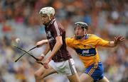 7 August 2011; Jason Flynn, Galway, in action against Jamie Shanahan, Clare. GAA Hurling All-Ireland Minor Championship Semi-Final, Clare v Galway, Croke Park, Dublin. Picture credit: Stephen McCarthy / SPORTSFILE