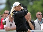 7 August 2011; Suzann Petterson, Norway, watches her drive from the 11th tee box during the Ladies Irish Open Golf Championship. Killeen Castle, Dunsany, Co. Meath. Picture credit: Matt Browne / SPORTSFILE