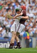 7 August 2011; Shane Mannion, left, and Pádraic Mannion, Galway, celebrate after the game. GAA Hurling All-Ireland Minor Championship Semi-Final, Clare v Galway, Croke Park, Dublin. Picture credit: Daire Brennan / SPORTSFILE