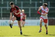 5 March 2017; Ryan Johnston of Down in action against Benny Heron of Derry during the Allianz Football League Division 2 Round 4 match between Derry and Down at Celtic Park, Derry, Co. Derry Photo by Oliver McVeigh/Sportsfile