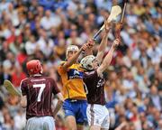 7 August 2011; Shane Caulfield, Galway, in action against Peter Duggan, Clare. GAA Hurling All-Ireland Minor Championship Semi-Final, Clare v Galway, Croke Park, Dublin. Picture credit: Daire Brennan / SPORTSFILE