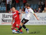 7 August 2011; Richie Ryan, Sligo Rovers, in action against Greg Bolger, Dundalk. Airtricity League Premier Division, Dundalk v Sligo Rovers, Oriel Park, Dundalk, Co. Louth. Picture credit: Oliver McVeigh / SPORTSFILE