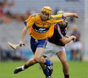 7 August 2011; Jarlath Colleran, Clare, in action against Cormac Diviney, Galway. GAA Hurling All-Ireland Minor Championship Semi-Final, Clare v Galway, Croke Park, Dublin. Picture credit: Ray McManus / SPORTSFILE