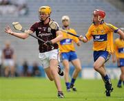 7 August 2011; Jonathan Glynn, Galway, in action against Gearoid O'Connell, Clare. GAA Hurling All-Ireland Minor Championship Semi-Final, Clare v Galway, Croke Park, Dublin. Picture credit: Ray McManus / SPORTSFILE