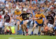 7 August 2011; Jason Flynn, Galway, in action against Peter Duggan, left, and Jamie Shanahan, Clare. GAA Hurling All-Ireland Minor Championship Semi-Final, Clare v Galway, Croke Park, Dublin. Picture credit: Ray McManus / SPORTSFILE