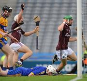 7 August 2011; Geard O'Donoghue, and Padraig Brehony, left, celebrate the last minute goal for Galway. GAA Hurling All-Ireland Minor Championship Semi-Final, Clare v Galway, Croke Park, Dublin. Picture credit: Ray McManus / SPORTSFILE