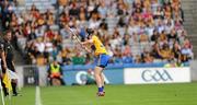 7 August 2011; Clare captain Tony Kelly strikes a last minute free, almost on the sideline, for Clare. The sliothar hit a upright and came back into play. . GAA Hurling All-Ireland Minor Championship Semi-Final, Clare v Galway, Croke Park, Dublin. Picture credit: Ray McManus / SPORTSFILE