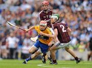 7 August 2011; Shane O'Donnell, Clare, in action against Owen Teagle, 2, and Padraic Mannion, Galway. GAA Hurling All-Ireland Minor Championship Semi-Final, Clare v Galway, Croke Park, Dublin. Picture credit: Ray McManus / SPORTSFILE