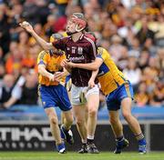 7 August 2011; Paul Flaherty, Galway, in action against Shane O'Brien, left, and Niall O'Connor, Clare. GAA Hurling All-Ireland Minor Championship Semi-Final, Clare v Galway, Croke Park, Dublin. Picture credit: Ray McManus / SPORTSFILE