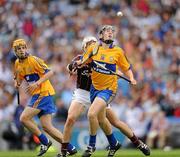 7 August 2011; Martin Moroney of Clare in action against Dean Higgins of Galway during the GAA Hurling All-Ireland Minor Championship Semi-Final match between Clare and Galway at Croke Park in Dublin. Photo by Ray McManus/Sportsfile