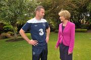 8 August 2011; Republic of Ireland goalkeeper Shay Given meets Independent Presidential candidate Mary Davis. Portmarnock Hotel and Golf Links, Portmarnock, Co. Dublin. Picture credit: David Maher / SPORTSFILE