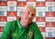 9 August 2011; Northern Ireland manager Nigel Worthington during a press conference ahead of his side's EURO2012 Championship Qualifier against Faroe Islands on Wednesday. Northern Ireland Press Conference, Culloden Estate and Spa, Holywood, Belfast, Co. Antrim. Picture credit: Oliver McVeigh / SPORTSFILE