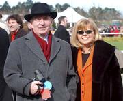 12 March 2002; Minister for Finance Charlie McCreevey, TD and his wife Noeleen during Day One of the Cheltenham Racing Festival at Prestbury Park in Cheltenham, England. Photo by Ray McManus/Sportsfile