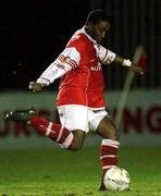 25 March 2002; Mbabazi Livingstone of St Patricks Athletic during the eircom League Premier Division match between St Patricks Athletic and Bohemians at Richmond Park in Dublin. Photo by David Maher/Sportsfile