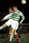 17 March 2002; Ger McCarthy of St Patricks Athletic in action against Pat Deans of Shamrock Rovers during the Eircom League Premier Division match between Shelbourne and Shamrock Rovers at Tolka Park in Dublin. Photo by David Maher/Sportsfile