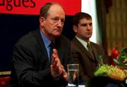 24 February 2002; Limerick Manager Eamonn Cregan, left, with Donal Bollard of Allianz during the launch of the Allianz National Hurling League at the Berkeley Court in Dublin. Photo by Brendan Moran/Sportsfile