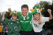 10 August 2011; Republic of Ireland supporters, from left, Max, aged 7, Conor, aged 10 and Matthew Byrne, aged 10, from Clontarf, Dublin, ahead of the game. International Soccer Friendly, Republic of Ireland v Croatia, Aviva Stadium, Lansdowne Road, Dublin. Picture credit: Pat Murphy / SPORTSFILE