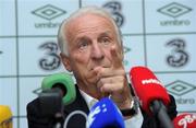 11 August 2011; Republic of Ireland manager Giovanni Trapattoni during a press conference following his side's international friendly against Croatia on Wednesday. Republic of Ireland Press Conference, Clarion Hotel, Dublin Airport, Dublin. Picture credit: Matt Browne / SPORTSFILE