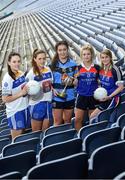 7 March 2017; In attendance at the launch of the Third Level Colleges Cups are Lynch Cup participants, from left to right, Emma McDonagh and Niamh Halton of DIT, Caoimhe Carroll of DCU, Aleisha Cullen and Aine Byrne of W.I.T. Photo by Ramsey Cardy/Sportsfile